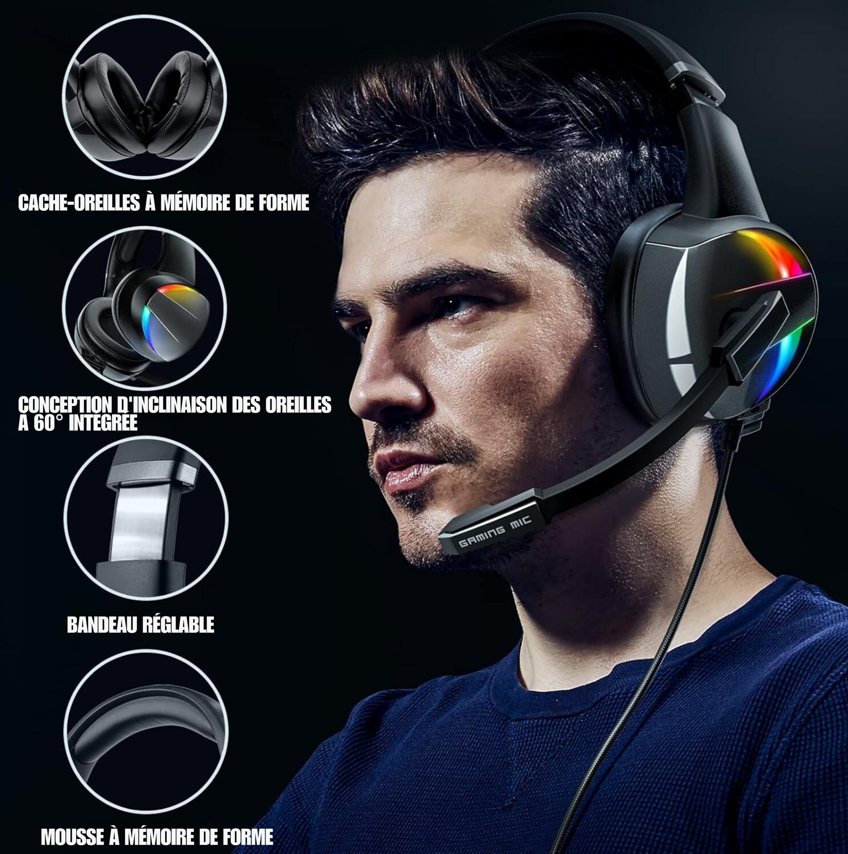 Casque Gaming Bexcellent GM-7 RGB - Réduction du bruit