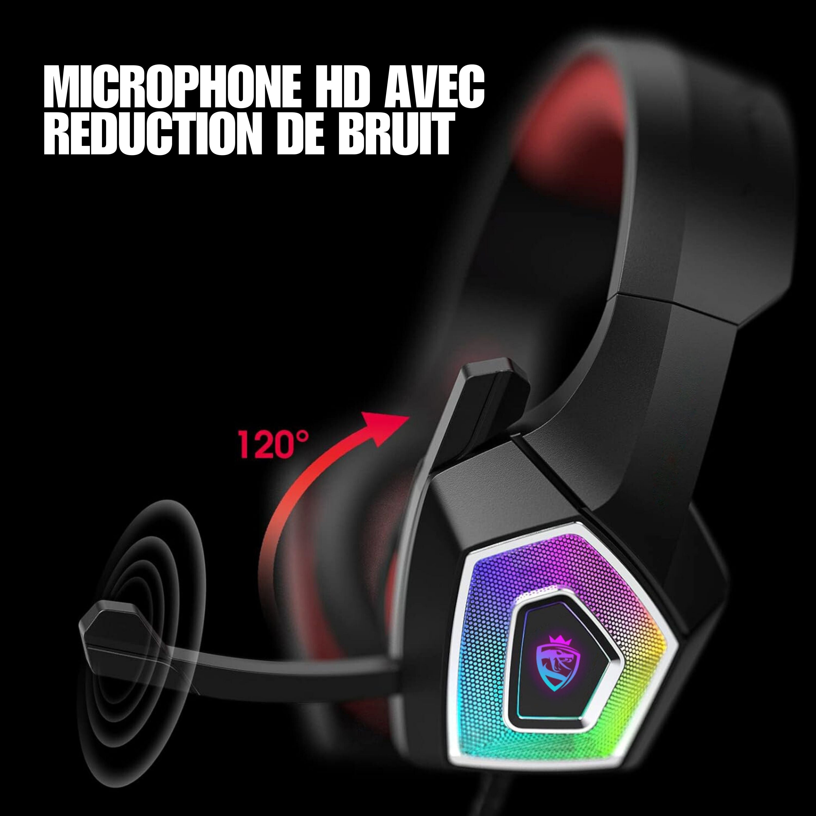 Casque Gaming Wintory V1 avec Son Surround et LED 7 Couleurs