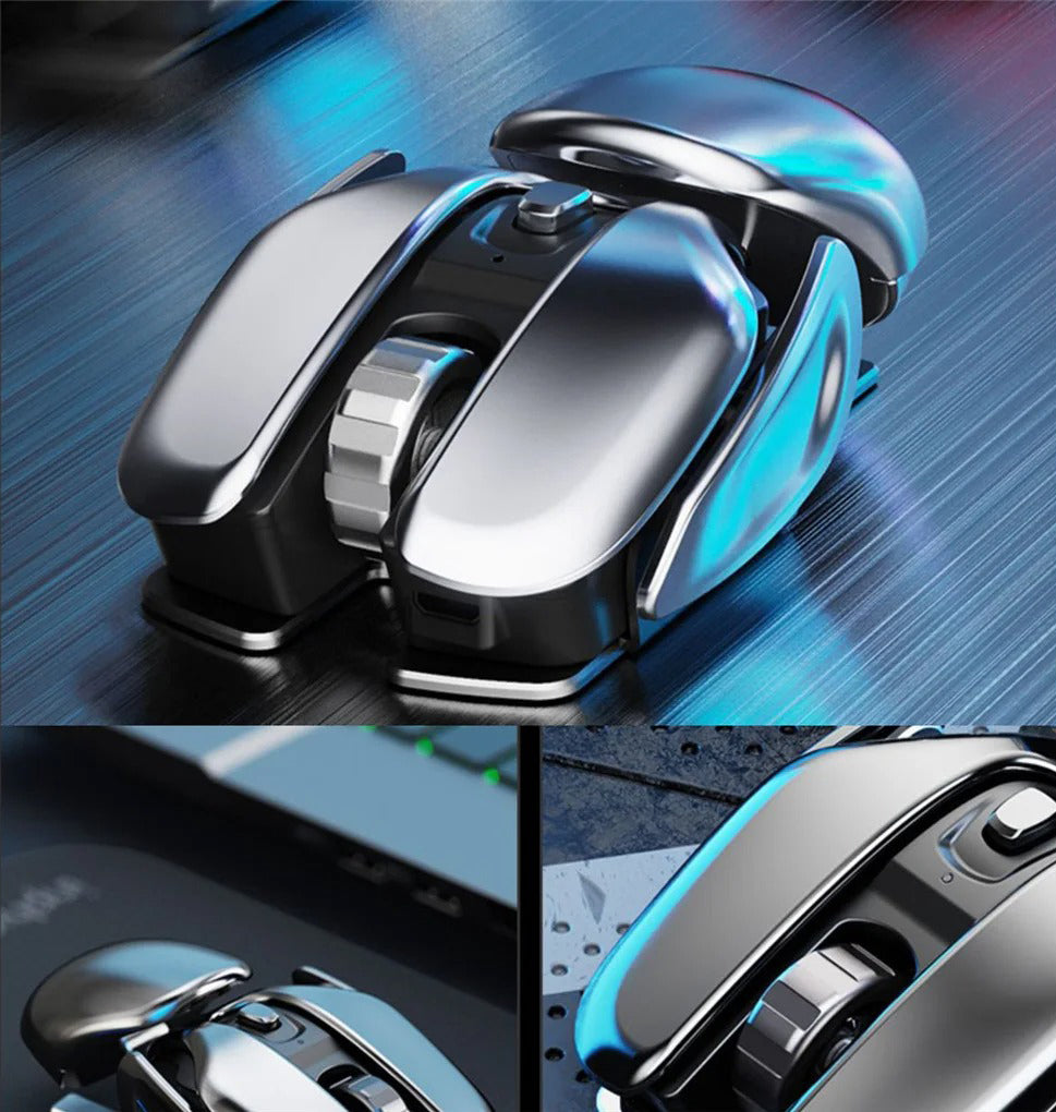 Souris Gaming Sans Fil Futuriste KMG Chrome - Élégante et silencieuse