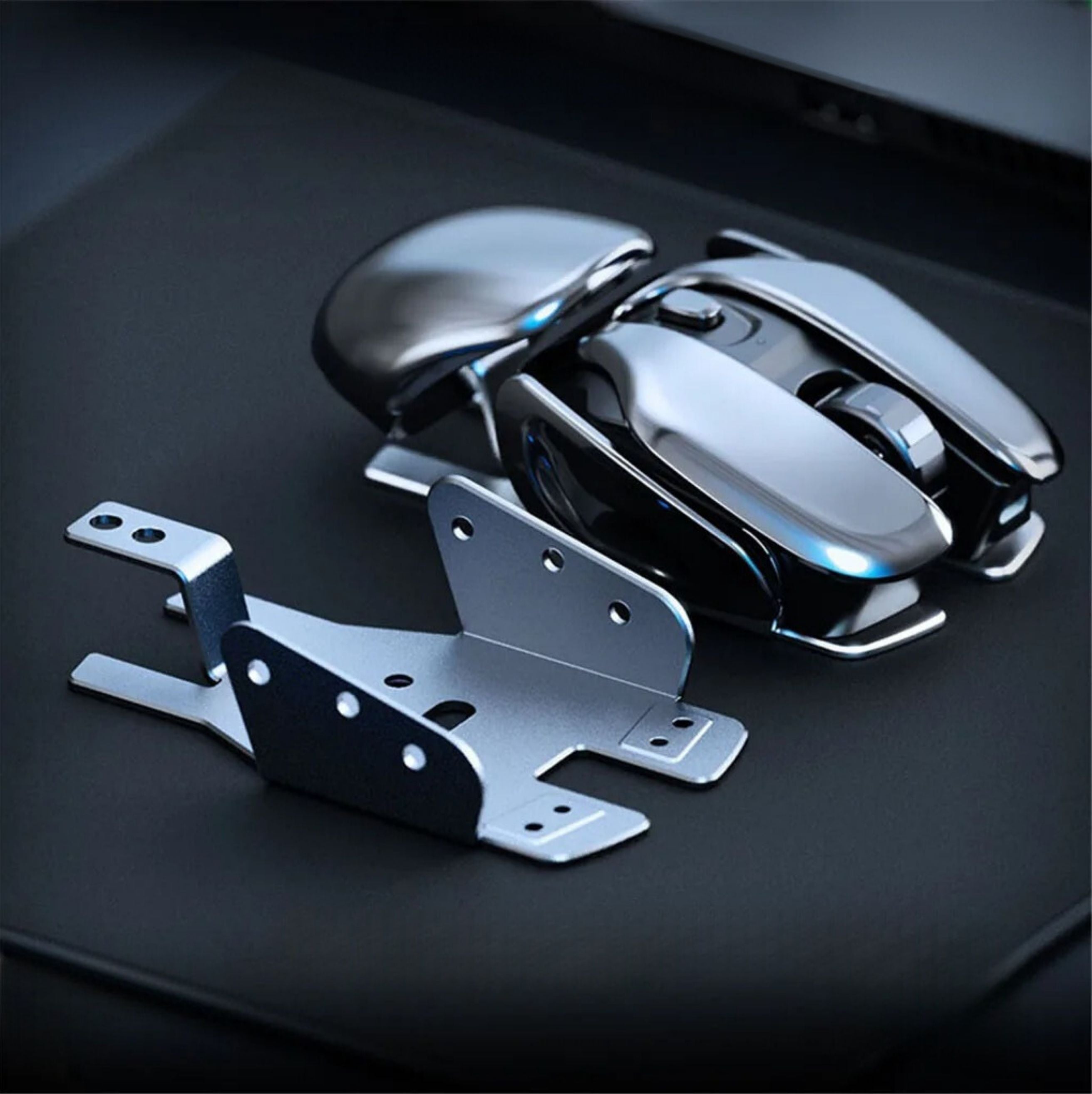 Souris Gaming Sans Fil Futuriste KMG Chrome - Élégante et silencieuse